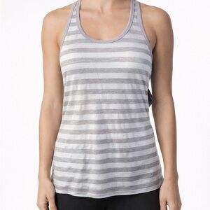 VSX by Victorias Secret Metallic Silver and White Stripe Racer Back Tank. NWT. S